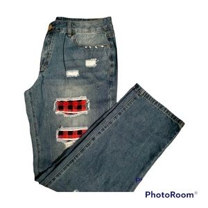 Buffalo plaid jeans